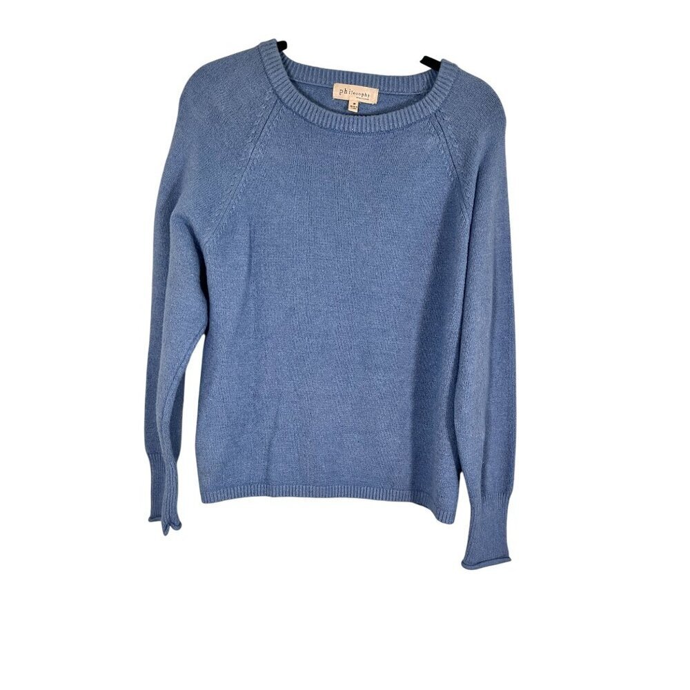 Philosophy Knit Sweater Blue M Preppy Classic Chic Minimalist Neutral Soft Comfy